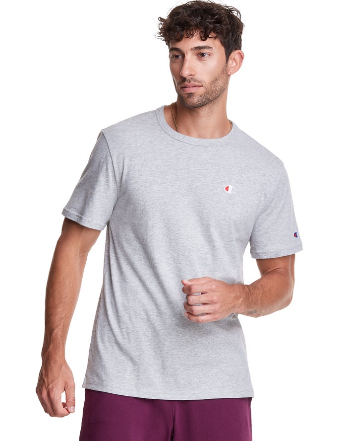 Champion Herre T-Shirts Grå - Lightweight Jersey C Logo - Danmark PHJ-589270